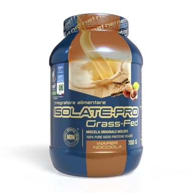 NET Integratori Farmacia ISOLATE PRO Grass Fed - 700g Wafer Nocciola - Proteine Isolate Con EAA Aminoacidi Essenziali e BCAA - Massimizza La Sintesi Proteica e La Crescita Muscolare