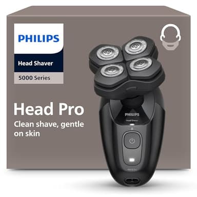 Philips Head Shaver Pro Serie 5000- Rasoio per uomo e donna, testina flessibile a 360° e lame ComfortCut per una rasatura pulita e delicata sulla pelle, modello HS5980/15