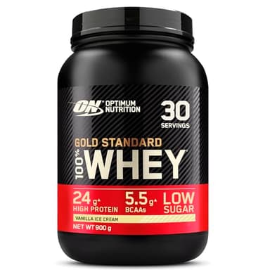 Optimum Nutrition Gold Standard 100% Whey, Proteine in Polvere, Gusto Gelato alla Vaniglia, 900g, 30 Porzioni