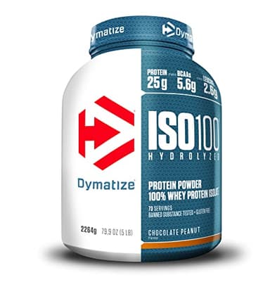 Dymatize ISO 100 Hydrolyzed Chocolate Peanut 2264g - Proteine del siero di latte idrolizzate e isolate in polvere, 73 Portioni