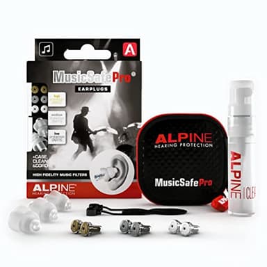 Alpine MusicSafe Pro - Tappi per le orecchie ad alta fedeltà per musicisti – Tre set di filtri intercambiabili (16, 20 e 22 dB) – Ideali per concerti e sala prove – Riutilizzabili – Trasparenti