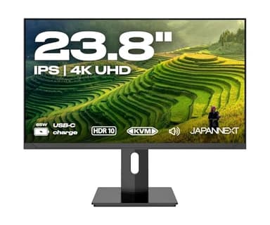 JAPANNEXT Monitor 23,8" IPS 4K UHD (3840x2160) | Ricarica tramite USB-C(65W) Altezza e inclinazione regolabili(HSP) Altoparlanti | sRGB 100% G-Sync/FreeSync | Garanzia 2 anni | JN-IPS2380UHDR-C65W-HSP