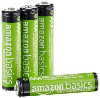 Amazon Basics Confezione da 4 batterie AAA NiMH Performance ricaricabili, 800 mAh, 1,2 V, ricaricabili fino a 1000 volte, precaricate