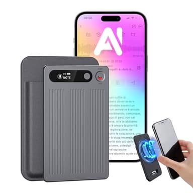 NUASI Registratore Vocale AI con Memoria 64GB - Trascrizione e Riassunto Automatico, Oltre 80+ Lingue, Registratore Digitale Professionale per Riunioni/Lezioni/Interviste, Controllo App, con Custodia