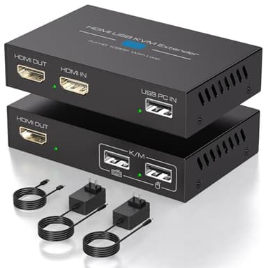 VEDINDUST HDMI KVM USB Extender 400FT 120M Ethernet USB Su Single Cat5e 6 7 Full HD 1080P60Hz Supporto Loop Out Funzione EDID Tastiera e Mous
