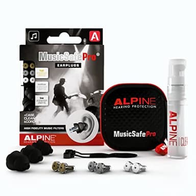 Alpine MusicSafe Pro - Tappi per le orecchie ad alta fedeltà per musicisti – Tre set di filtri intercambiabili (16, 20 e 22 dB) – Ideali per concerti e sala prove – Riutilizzabili – Nero