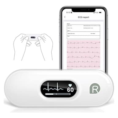 CheckMe DuoEK-S ECG Palmare Bluetooth, Misuratore ECG Wireless con Report di Analisi, ECG Portatile con Schermo OLED da 0,96 pollici, 30s - 5 mins, Cardiofrequenzimetro, APP per iOS/Android
