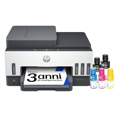 HP Smart Tank 7605 28C02A, Stampante Multifunzione a Colori, Serbatoio d'Inchiostro ad Alto Volume di Stampa, Fino a 12000 Pagine (Nero) e 8000 Pagine (Colore), F/R Automatica, Wi-Fi, Grigia