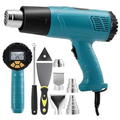 Pistola Termica Professionale 2000W con Display LCD, Temperatura Regolabile 50°C-600°C, Accessori Inclusi, Protezione da Sovraccarico, Ideale per Sverniciatore Legno e Metallo