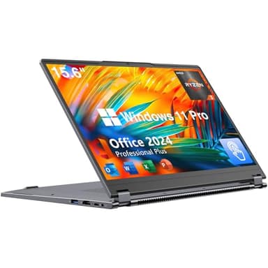 Laptop 15,6" 2-in-1 PC portatile 16GB RAM DDR4,512GB SSD, Window 11 Pro AMD Ryzen 3 3200U (fino a 3.5 GHz), Notebook Apertura 360° Touchscreen FHD 1920x1080,Wi-Fi 5,BT5.1,RJ45,Tastiera Retroilluminata