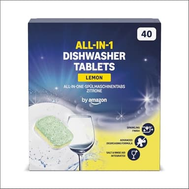 by Amazon - Pastiglie per Lavastoviglie All-in-One, al Limone, 40 capsule
