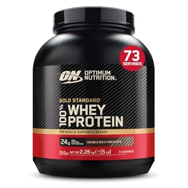 Optimum Nutrition Gold Standard 100% Whey, Proteine in Polvere, Gusto Doppio Cioccolato, 2.26kg, 73 Porzioni, La Confezione Può Variare
