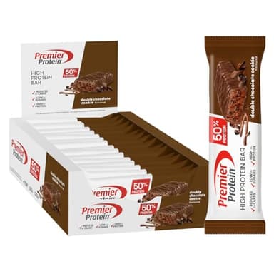 Premier Protein High Protein Bar Double Chocolate 16x40g - Barretta ad alto contenuto proteico e a basso contenuto di zuccheri + Senza olio di palma