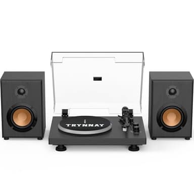 Trynnay Giradischi, Lettore con Contrappeso Regolabile, Bluetooth In/Out, 33/45 RPM, Riproduce Dischi in Vinile da 7/10/12 Pollici, Suono Hi-Fi per gli Appassionati di Musica, Nero