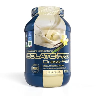 NET Integratori Farmacia ISOLATE PRO Grass Fed - 700g Vaniglia - Proteine Isolate Con EAA Aminoacidi Essenziali e BCAA - Massimizza La Sintesi Proteica e La Crescita Muscolare