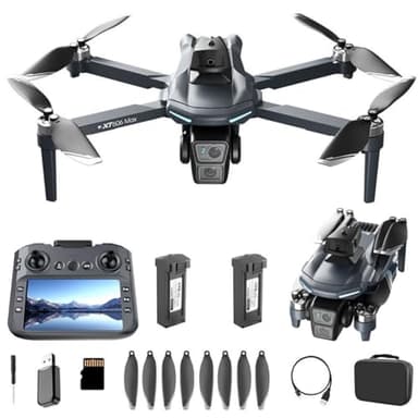 LFXLKVI Drone GPS XT606 con Telecamera HD 4K Grande Schermo Telecomando Tempo Volo Circa 40 Minuti Motore Brushless Evitamento Ostacoli a 360° Controllo Regalo per Principianti e Adulti