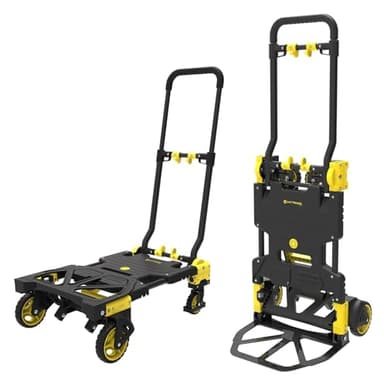 Carrello Portapacchi Pieghevole Professionale FOLD MAX 2 in 1, Trasformabile Trolley/Piattaforma 2-4 Ruote, Portatutto Richiudibile Compatto, Portata 70/137 kg, per Scatole, Pacchi e Legna Resistente