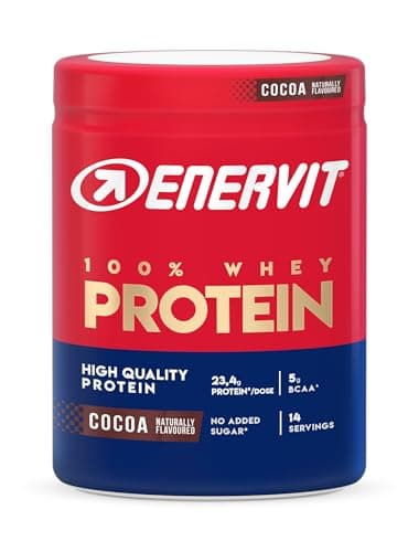 Enervit, 100% Whey Protein, Gusto Cacao, Ideale dopo l'Allenamento, Ricco di Vitamina B6, con Proteine dal Siero del Latte, Senza Zuccheri Aggiunti, Senza Glutine, Barattolo da 420 Grammi