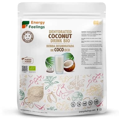 Energy Feelings Latte di Cocco in Polvere Bio 1kg, Senza Zucchero e Senza Lattosio, Latte di Cocco per Cucinare, Vegan Coconut Milk, Contiene Maltodestrine