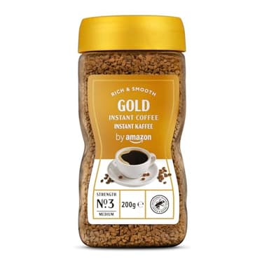 by Amazon Caffè solubile Gold, istantaneo, tostatura media, 200g - Certificato Rainforest Alliance