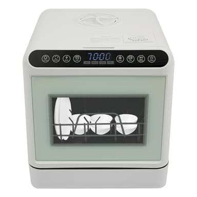 OUBUBY Lavastoviglie da tavolo per 4 – 6 coperti, 6 l, serbatoio dell'acqua integrato, mini lavastoviglie con senza collegamento dell'acqua, 4 programmi di pulizia, touch control e display a LED