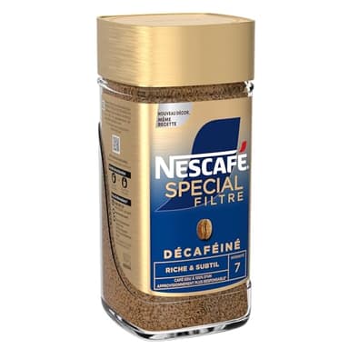 NESCAFE Speciale filtro decaffeinato – Caffè solubile istantaneo, intensità 7, grani arabici e robusti, flacone da 200 g