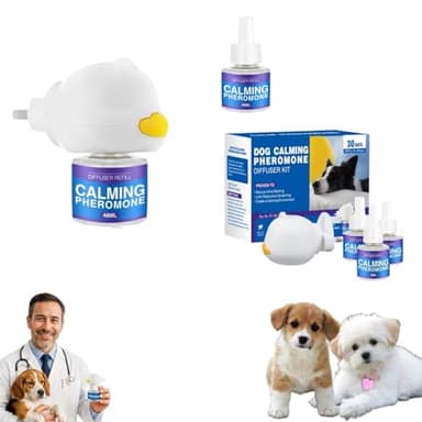 Generico Calmante per Cani Diffusore - Rilassamento per Cani Momenti Stressanti, Feromoni Tranquillanti Antistress per Cani Iperattivi, Ansiosi (1 Diffusore + 2 Ricariche)