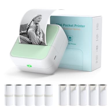 Bisofice S1 Etichettatrice Bluetooth Portatile, Mini Stampante Etichette Adesive 203 Dpi Compatibile con Android e IOS, Per Etichetta, Foto, Note, Elenco - Verde