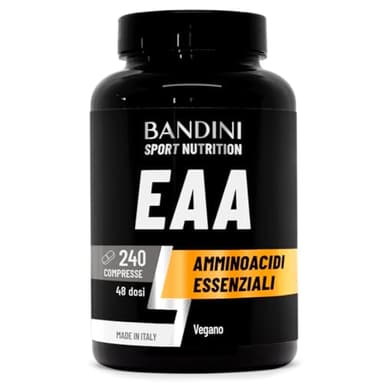 Bandini® EAA Aminoacidi Essenziali 240 COMPRESSE - Con 9 Amminoacidi Intra Pre e Post Workout - Favorisce la crescita ed il recupero muscolare - Essential Amino - Essenziale, Vegan e senza zuccheri