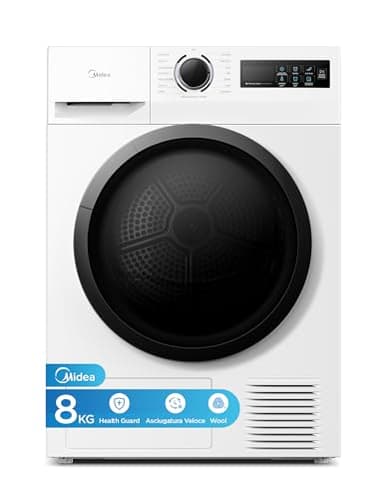 Midea Asciugatrice 8 Kg a Pompa di Calore, Libera Installazione, Classe A++, Asciugatura Veloce,Wool Refresh,15 Programmi,60 x 60 x 85 cm, Bianca - MD11EH80D