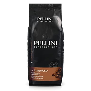 Pellini N.9 Cremoso, Caffè in Grani per Espresso 1kg, Miscela Arabica e Robusta dal Gusto Ricco e Armonioso, Caffè in Chicchi a Tostatura Media