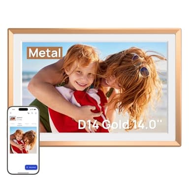 ARZOPA Cornice Digitale 14 Pollici in Metallo - Touchscreen 1920 * 1200, WiFi, Cloud Gratuita Illimitata Nessun Abbonamento Foto e Video Illimitati Miglior Regalo - D14