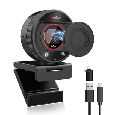Angetube Webcam 4K for PC,1080P@60FPS Streaming Camera with PDAF Auto Focus,AI Noise Cancelling Mics,8X Digital Zoom, USB Web Cam With Privacy Cover for Laptop/Mac/PC Work with Zoom, Teams, OBS, Mac