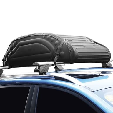 SOARS Box Tetto Auto 400L, 113,5 X 63,5 X 36,5 CM, Portapacchi Auto Tetto Impermeabile con Cinghie di Trasporto & Borsa di Trasporto, per Auto, Furgoni, SUV, Nero