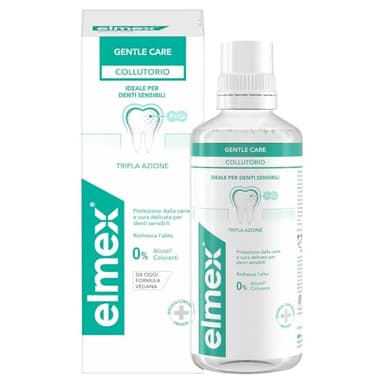 elmex Collutorio Sensitive 400ml I Protezione Extra dai Denti Sensibili e dalla Carie Radicolare I Con fluoruro amminico | con Tripla Azione | 0% Alcohol