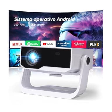 Proiettore intelligente Wielio Android 11, Supporto FHD 1080P 4K, WiFi6 & BT5.2, Basso Rumore del Vento (< 29,8 dB), Supporto Regolabile a 120°, Elettrico Focus, Trapezio Automatico per Switch/PS5
