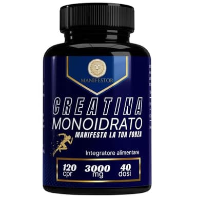 Creatina Monoidrata Pura 120 Compresse 3000mg - Aumenta Performance, Forza e Recupero Muscolare - Per la Normale Crescita della Massa Muscolare