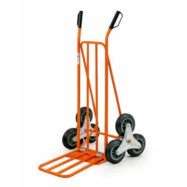 PALUPLUS Carrello Portapacchi per SCALE colore ARANCIONE, Portata Max 250 Kg, misura 53x58/92x112 cm, Pedana Telaio a Sbalzo, Montacarichi sistema a 6 Ruote Adatto per Salire Scale -I045F