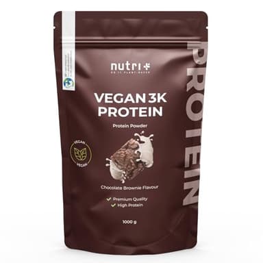 nutri+ Proteina in Polvere 3k vegan Brownie al Cioccolato Proteine - Protein Powder - Polvere Proteica senza Lattosio - Isolato proteico