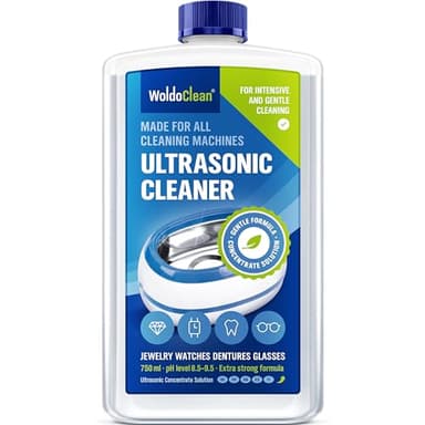 WoldoClean Detergente Ultrasuoni Concentrato 750ml - Liquido per Lavatrice Ultrasuoni, Senza Alcol per Occhiali, Gioielli, Dentale, Monete & Carburatori