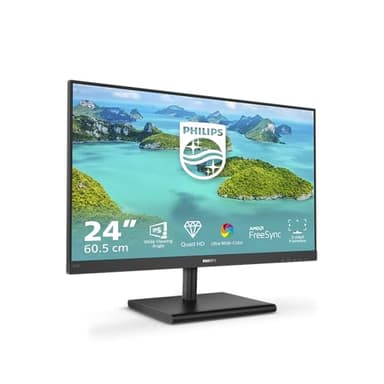 Philips 245E1S Monitor 23.8 pollici WQHD, 75Hz, IPS, 4ms GtG, FreeSync, (2560x1440 HDMI 1x 1.4 DP 1x 1.2) nero