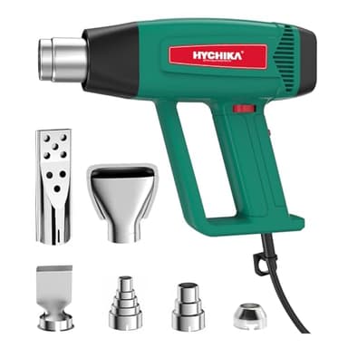 HYCHIKA Pistola Termica Professionale, 60℃- 600℃ Temperatura Variabile Continua, Motore in Rame Puro da 1800W, Protezione da Sovraccarico, 6 Ugelli per Sverniciare, Termoretraibile