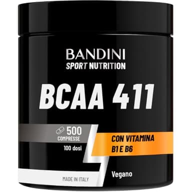 Bandini® AMINOACIDI RAMIFICATI BCAA 4 1 1 | 500 Compresse di Amminoacidi Fermentati con Vitamina B1 e B6 | 4.1.1 con Leucina, Isoleucina, Valina | Intra Pre Post Workout - Per Palestra e Sport - Vegan