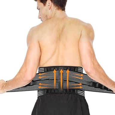 Fascia Lombare Supporto Schiena per Uomini e Donne- Cintura Lombare con Molle Rinforzate e Cinghie di Compressione Regolabili, Fascia Elastica Lombare per Sollevamento, Lavoro e Comfort Quotidiano (M)