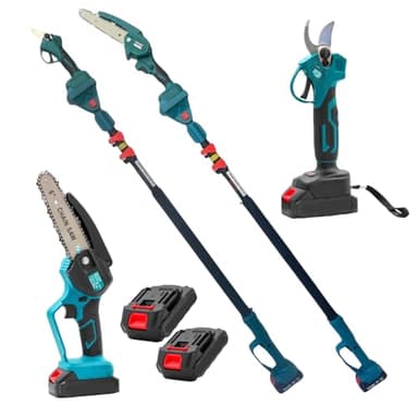 Forbice da Potatura a Batteria, Motosega a Batteria 6 Pollici incluso, + Asta Telescopica 128-248cm, Kit 3 in 1, Cesoie Elettriche per Potatura Giardino Rami Arbusti Vigneto GO LOGISTIC SRL