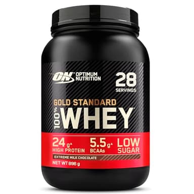 Optimum Nutrition Gold Standard 100% Whey, Proteine in Polvere, Gusto Cioccolato al Latte Estremo, 896g, 28 Porzioni