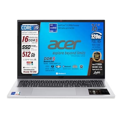 acer Notebook, pc portatile, Intel Core i9 13900H, DDR5 RAM 16Gb, SSD PCIe NVMe 512 Gb, 16" WUXGA 120Hz FHD+, 4 Usb, Tastiera Retroilluminata, Wi-Fi 6, Display Port, Win 11 - Pronto all'Uso