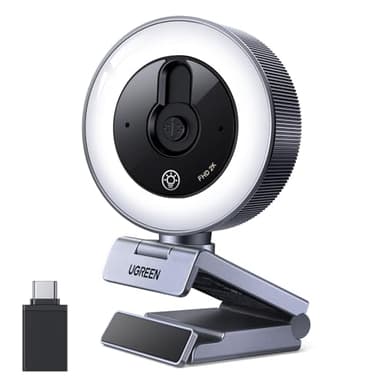 UGREEN Webcam 2K 30FPS Full HD USB A USB C Webcam Luce ad Anello LED a 4 Livelli Fissa Plug and Play Angolo Regolabile per Windows MacOS Linux Streaming YouTube Skype Video Zoom Videoconferenza