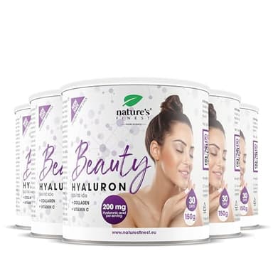 Nature's Finest by Nutrisslim Beauty Hyaluron - Collagene con Acido Ialuronico 200mg per Dose - Collagene Premium Complex e Vitamina C, Integratori per Pelle Flaccida, Capelli e Unghie