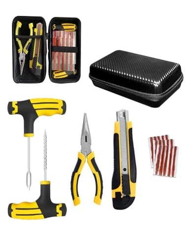 Thapncow Kit riparazione pneumatici auto,Ripara Gomme Auto, Valido per Tutti i Tipi di Pneumatici,Kit Riparazione Pneumatici Emergenza per Ripara Gomme Auto, Moto, Trattori, Camper